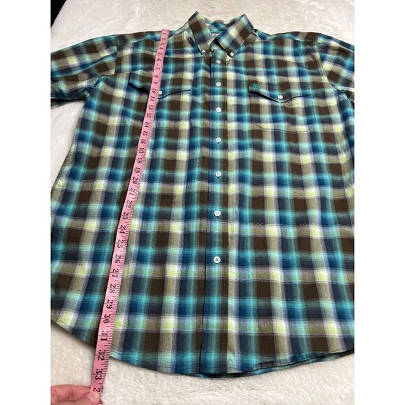 Cinch plaid button up western rodeo shirt mens size large - Picture 6 of 6